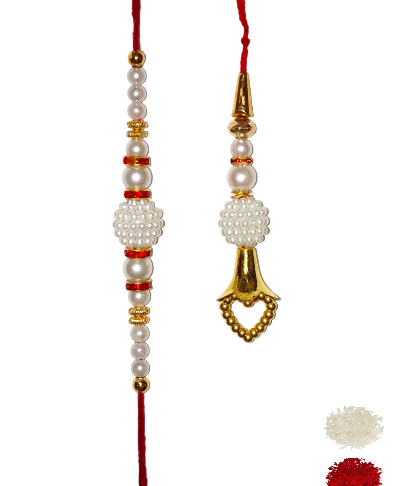 NITYAM ENTERPRISES White Pearl Red Diamond Ring Lumba & Rakhi with Roli Chawal(NE 239) (B0CB4WZ43M) Amazon Price History, Amazon Price Tracker