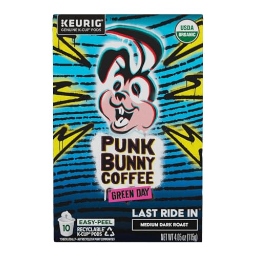 Punk Bunny Coffee Medium-Dark Roast, Organic Coffee Pods, Last Ride In, 10 count