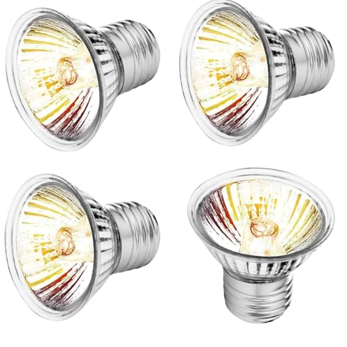 yotutun Ampoule chauffante tortues, 4 pièces, 50 W, lampe pour tortues de terre, UVA UVB E27, gradable, lampe rétro-éclairée, ampoule chauffante pour...