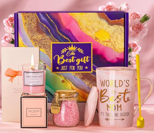 Birthday Gifts for Mom Mother Day Gifts for Mom Sister Wife Women Girlfriend Valentines Mothers Day Gifts Pink Self Care Spa Relaxation Baskets Bath Set Personalized Gift