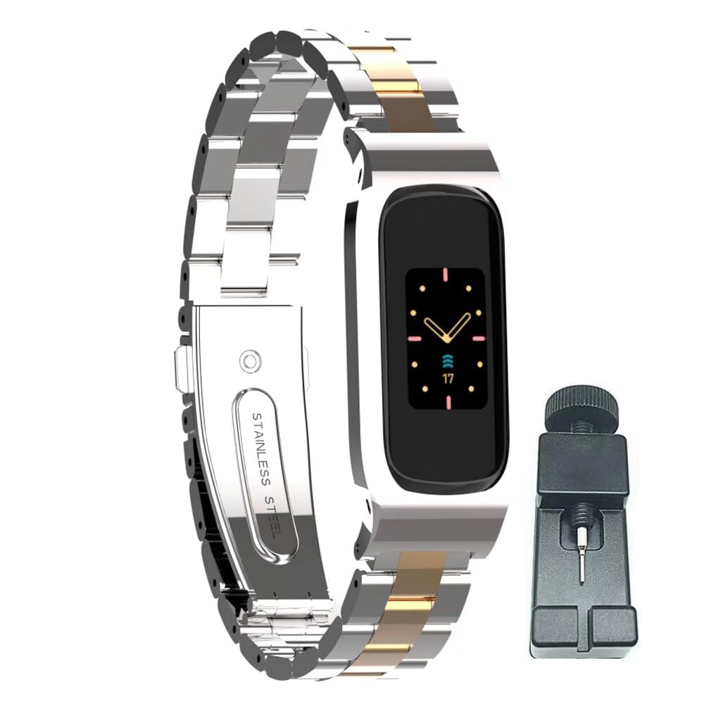 Compatible for Fitbit Luxe Strap Stainless Steel Metal Buckle Bracelet Wrist Strap Sport Wristband Accessories Replacement Strap for Fitbit Luxe Fitness Tracker