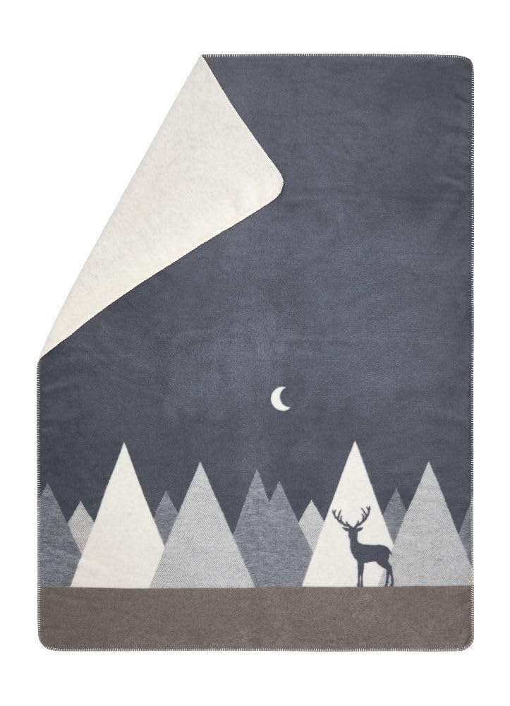 David Fussenegger Kuscheldecke Berge modern 150x200cm Flauschige Sofadecke aus Recycling-Baumwolle nachhaltig produziert ÖkoTex100 GRS Made in Austria Farbe Grau