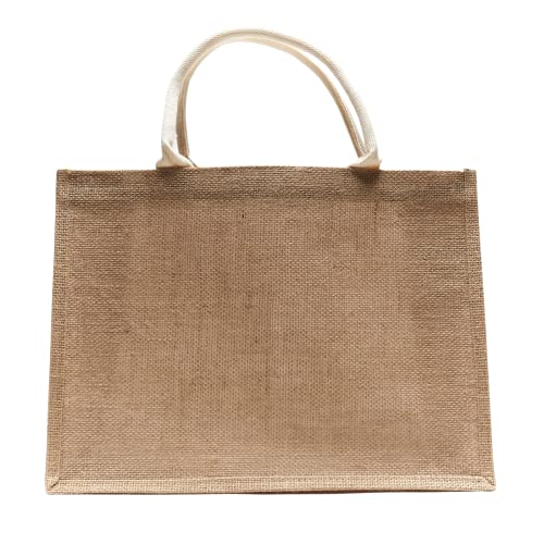 Tricot Cafè - Borsa in Juta con Manico in Cotone