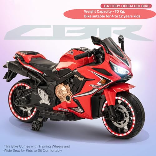 Nexus Product Bike for Kids Toy CBR Bike with Rechargeable Battery Operated Ride on for Boys and Girls|Electric Children Ride on [5 to 12 Years, Large, Red]