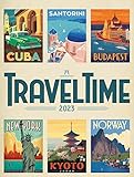 Travel Time Kalender 2023, Wandkalender im Hochformat (50x66 cm) - Reise-Plakate im Retrostil, Illustrationen und Plakatmalerei, Kunstkalender