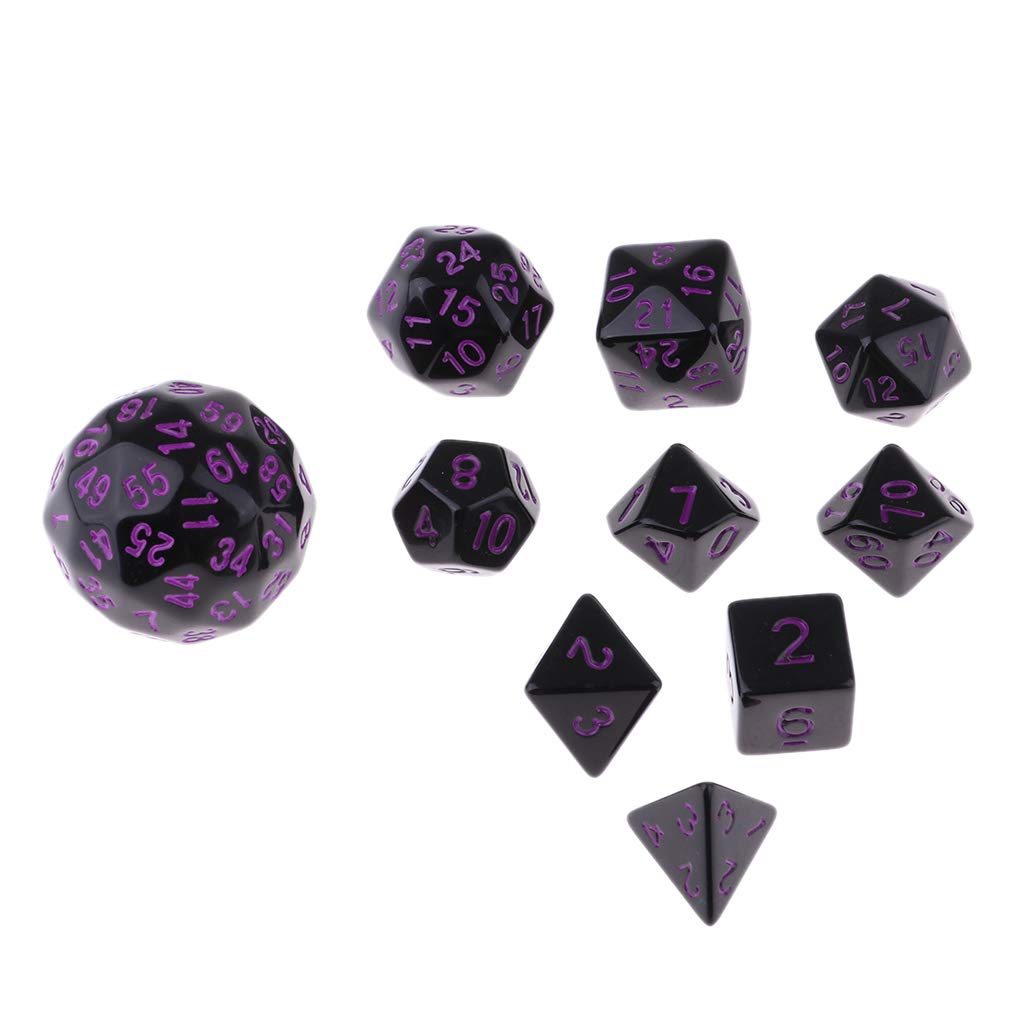 Set di 5 dadi poliedrici acrilici da tavolo, 10 pezzi, accessori per giochi da tavolo, colore: viola