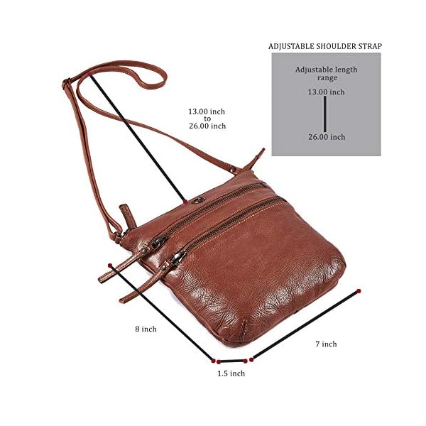 Cochoa Small Women Real Leather Crossbody Triple Zip Vintage Sling Handbag Purse Travel Crossover Shoulder Bag Handmade (Cognac Washed Vintage) - Image 5