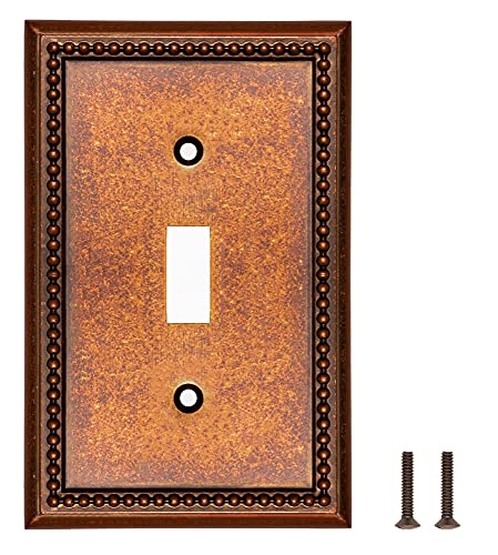 Cover Star Raised Pearls Decorative Wall Plate Switch Plate Outlet Cover (Single Toggle, 2 Pack, Sponged Copper) #TOP6