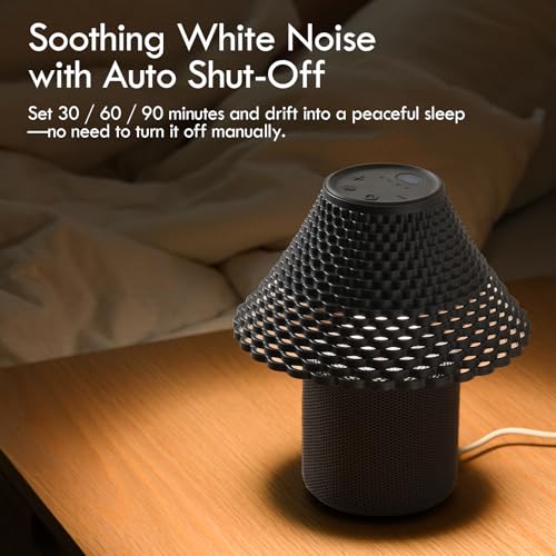 Image of Bedside Table Lamp with White Noise Machine - 10 Soothing Sounds, Gesture Control Sensor & Dimmable Night Light - 30 /60 /90 Min Auto-Off Timer for Sleep, Nursery, Office & Home Decor- Gray
