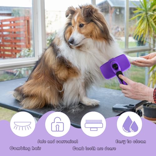 Image of Pet Needle Comb Dog Comb Hair Combiner Dog Hair Comb God Tool for Cat Comb Floating Hair Removal Special Comb for Cat Hair (Purple, Small)