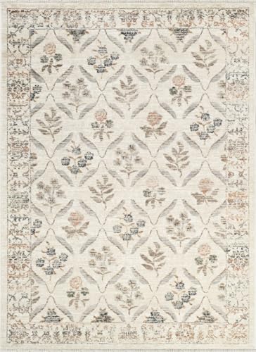 Tapete decorativo floral Abani 7'9" x 10' crema y marfil miniatura 3