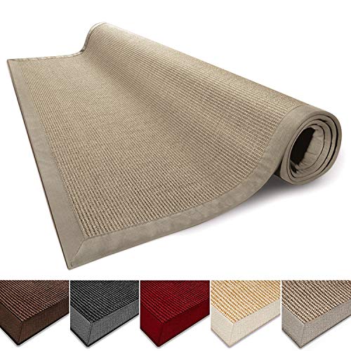 casa pura Sisal Rug | 100% Natural Fiber Area Rug | Non-Skid Eco-Friendly Throw Carpet for Entryway, Dining or Living Room and Sizes | Cork- 2.6' x 9'