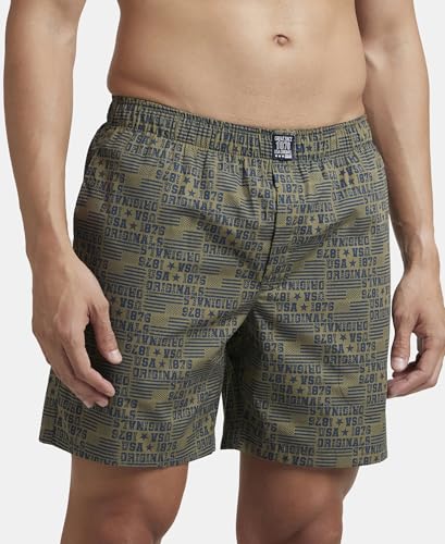 Image of Jockey US57 Men Super Combed Mercerized Cotton Woven Printed Boxer Shorts with Side Pockets (Pack of 2, Prints May Vary)