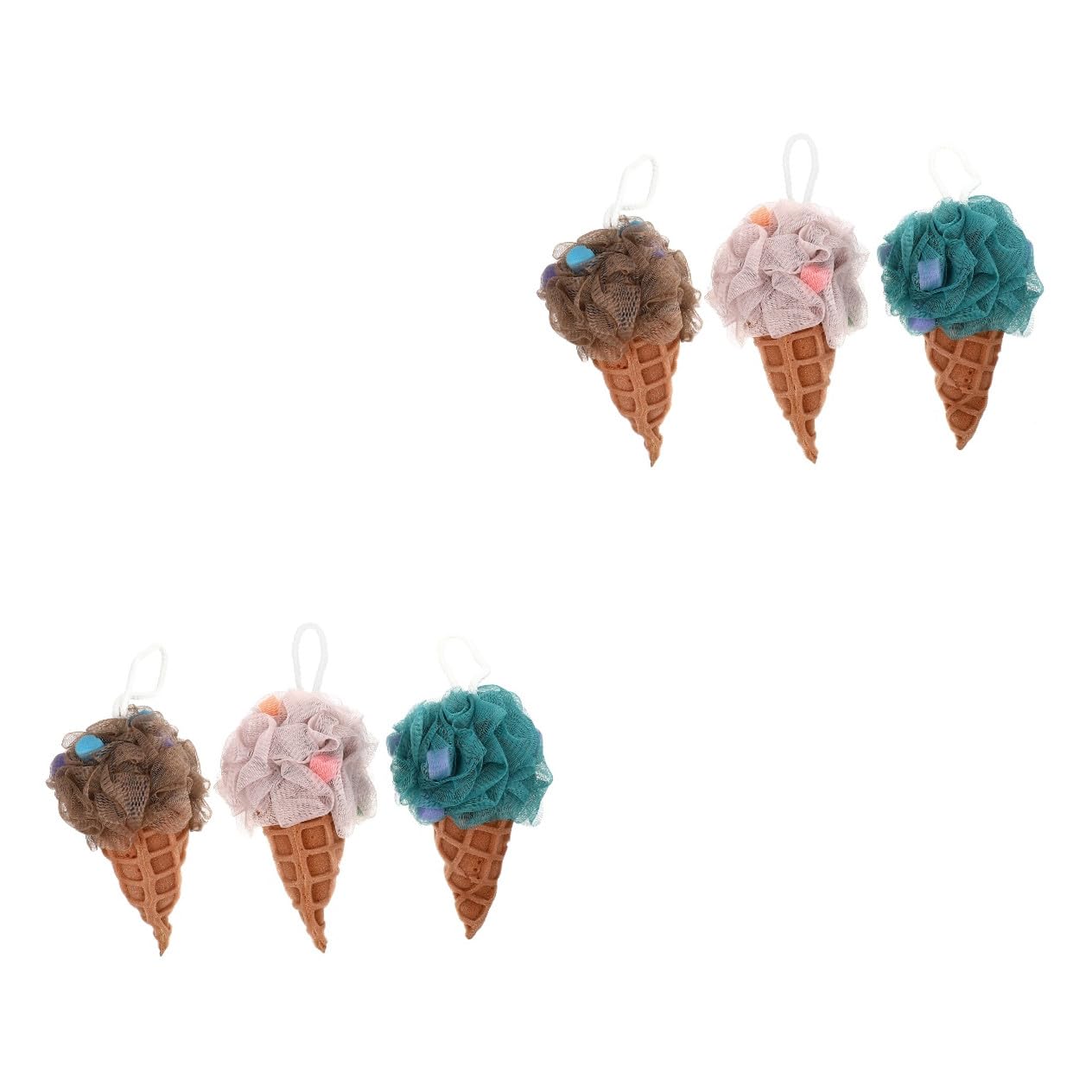 Housoutil 6 Piezas bola de baño de helado mano depurador del cuerpo del puf de la esponja bañera limpieza corporal herramienta de baño Malla almohadón esponja de maquillaje lavado de cuerpo