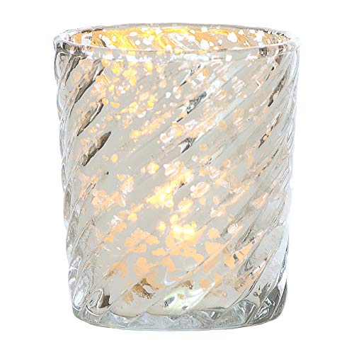 Luna Bazaar Mercury Glass Candle Holder (3-Inch, Grace Design, Silver) - for use with Tea Lights - for Home Décor, Parties and Wedding Decorations