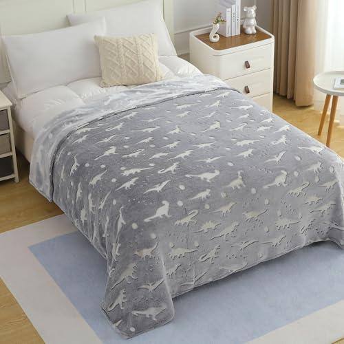 Image of Story@Home Glow Blankets for Kids | Lightweight Bed Blanket for Kids |Kids Blanket 0-15 Years (200x150cm) Soft Fleece Blanket |Cozy & Warm All-Season Radium Blanket for Boys & Girls - Dinosaur