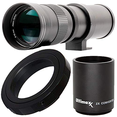 Ultimaxx 420-800mm (w/Converter 840-1600mm) f/8.3-16 HD Manual Telephoto Zoom T-Mount Lens Kit for Canon EOS 9000D 800D 760D 750D 700D 1300D 1200D T100, 4000D, 3000D, 2000D, 1500D DSLR Cameras