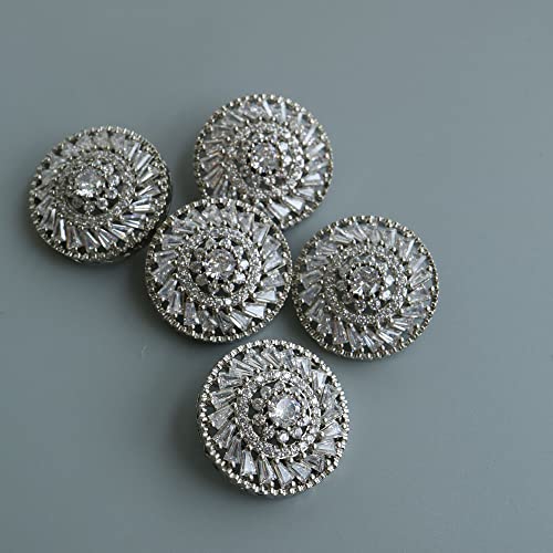 G-RUI 5pc/lot Luxury Crystal Buttons for Clothes Cubic Zirconia Button for Coat Decorative CZ Sewing Buttons for Cashmere Cardigan (19.8mm)