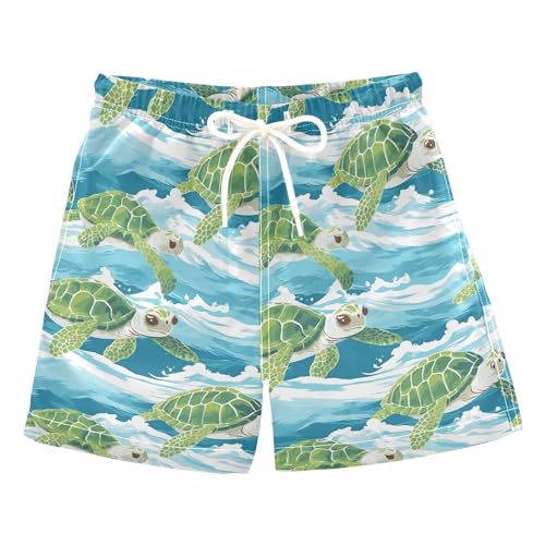 Sea Turtle Tortoise Boys Swim Trunks, Quick Dry Boys Swim Board Shorts, Toddlers Swim Trunks 4 Years B0401190
