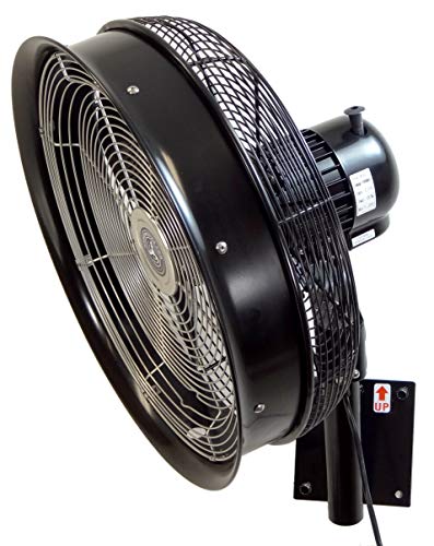 HydroMist F10-14-015 18" Shrouded Outdoor Wall Mount Oscillating Fan, 3 Speed On Motor, 0.15 HP, 1.05 Amps, Black