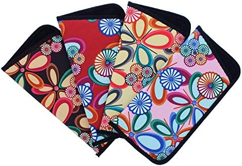 4 Pack Soft Slip In Eyeglass Case For Women, Fun Floral Design, Color Assortment