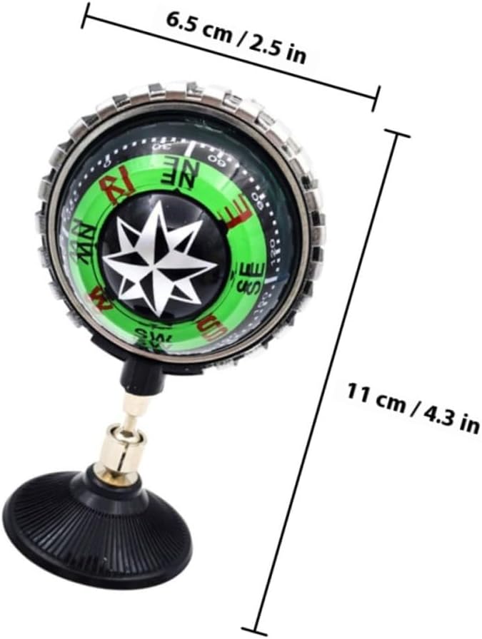 Abaodam 2pcs Green Colorful Car Compass Ball with Strong Suction Cup Adjustable Dashboard Navigation Tool for Truck and Outdoor Use Abs Automotive Vehicle Compass