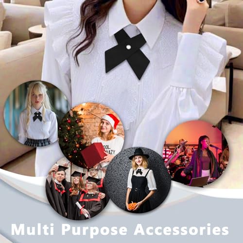 LHXzizizi Pre Tied Criss-Cross Bow Ties for Men Women, School Uniform Adjustable Solid Color Bowties for Girls for Formal (Black) - Thumbnail 6