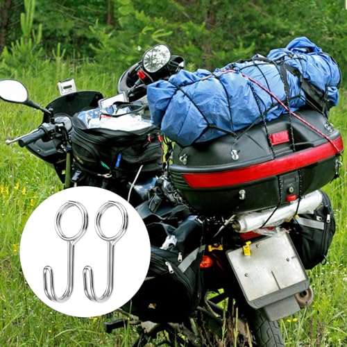 EXIN DEHCEN 10 Stück Spiralhaken, Seilhaken, Planenspanner Edelstahl Haken Anhänger, Universal Haken für Expanderseil, Haken mit öse für Anhänger LKW Boot Fahrrad Motorrad Planen (Silber)