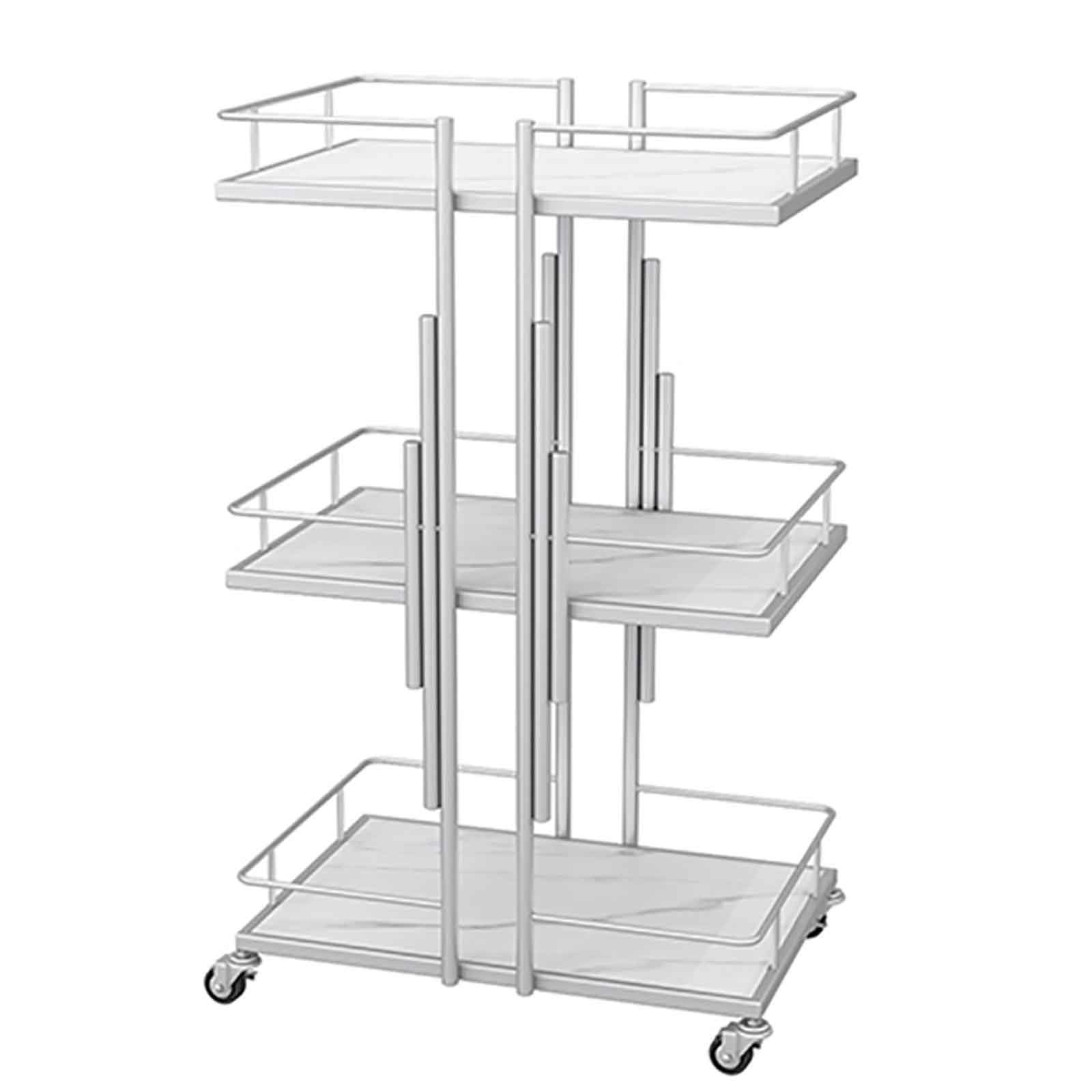 Carrello da parrucchiere moderno per salone di bellezza, organizer con ruote per barbiere, stazione di styling a 3 livelli