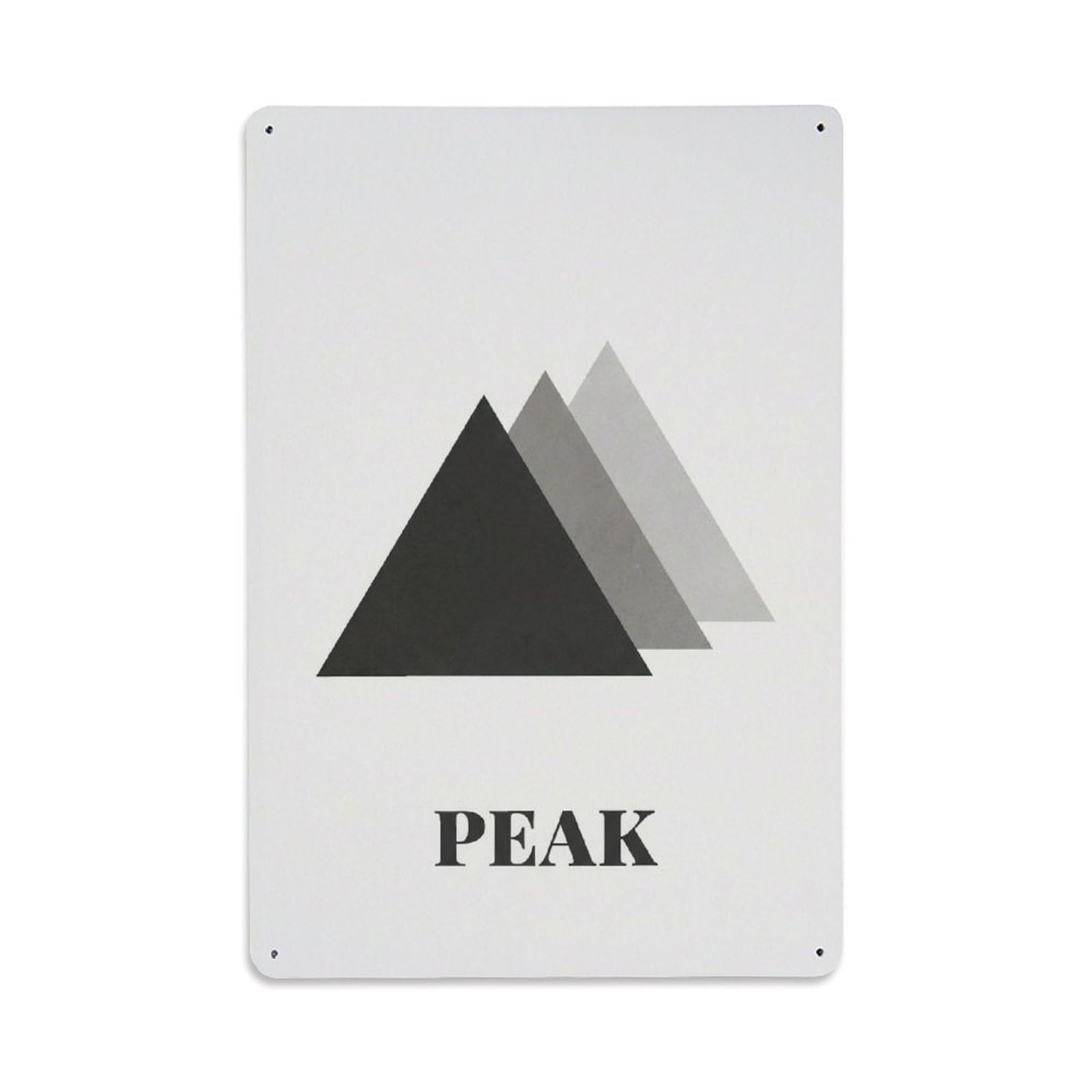 Minimal Zen Mountain Peak Triangle Calm Meditation Spiritual Metal Tin Sign Plaque Wall Decor for Cafe, Man Cave, Club Bar, Office, Home Garden Round Metal Poster 8x12Inch