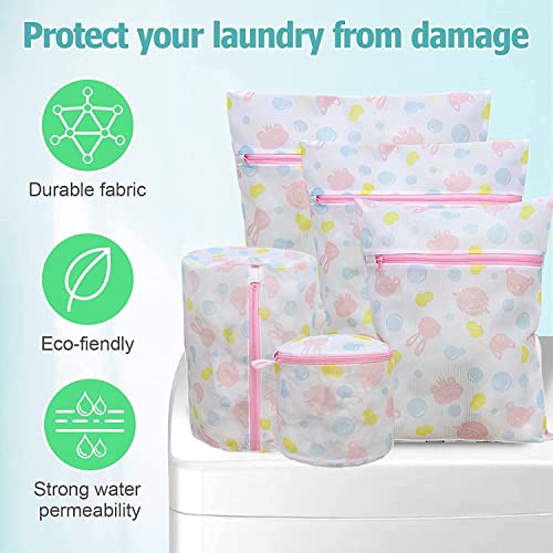 Image of Zollyss Mesh Laundry Bags, Washing Machine Wash Bags, Reusable And Durable Mesh Wash Bags For Delicates Blouse, Hosiery, Underwear, Bra, Lingerie Baby Clothes (5 Different Sizes), Multicolor