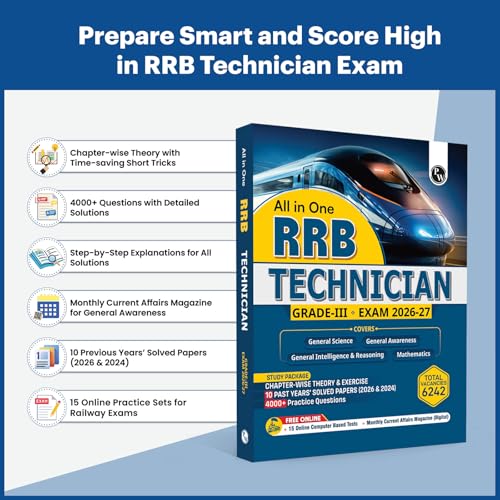 Image of PW All In One RRB Technician Grade 3 Exam 2026-27 | Chapterwise Theory & Exercise | 4000+ Practice Questions | 10 Past Year Questions (PYQs) | 15 CBT Tests | English Edition