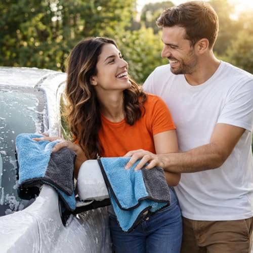 Image of Microfiber Twisted Loop Car Drying Towel | 1200 GSM Ultra Absorbent | Scratch-Free & Lint-Free | Dual Sided Car Cleaning Cloth