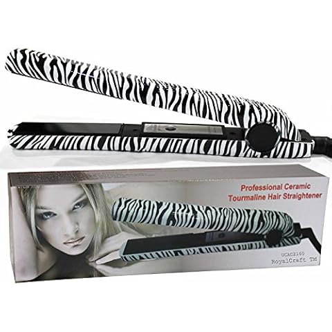 RoyalCraft TM Luxury Wild Collection - Professional Ceramic Tourmaline Flat Iron Hair Straightener in Classic Zebra Style Cover