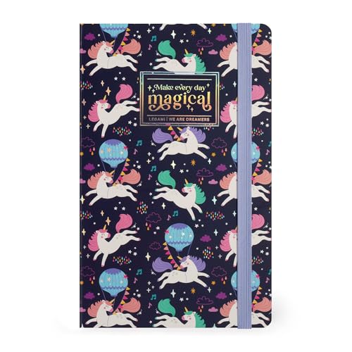 Legami - Taccuino A Righe Medium, Notebook Unicorno Con 24 Pagine Staccabili, Chisura Con Elastico, 13 X 21 Cm, In Carta Fsc Certificata, Tema Unicorn