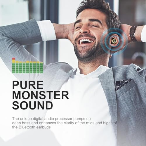 Image of Monster Achieve 100 AirLinks Wireless Earbuds, True Wireless Earbuds Bluetooth Headphones, Earphones in-Ear Built-in Mic Headset, Water Resistant Design for Sports, Black Gold