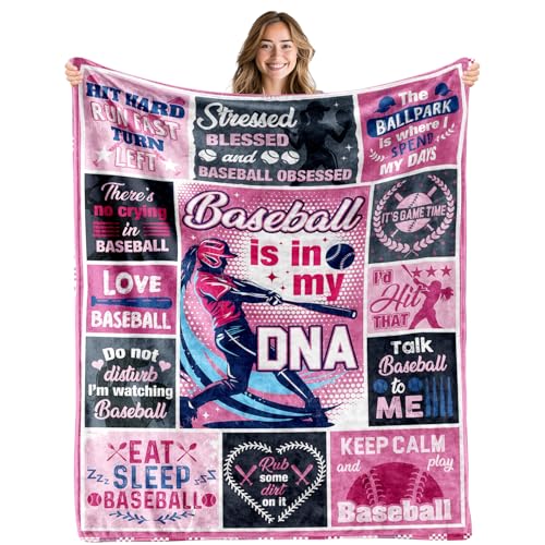 LARIAU Baseball Gifts for Girls, Flannel Blanket Gifts for Women, Gifts for Girls Who Love Baseball Blanket 50" X 60", Christmas, Holiday, Thanksgiving Gifts