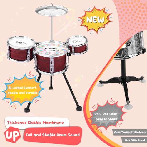 Upgraded Toddler Drum Set with Lights Kids Jazz Drum Kit, Musical Instrument Toys for Toddler 3-5 Boys Girls Christmas Birthday Gift