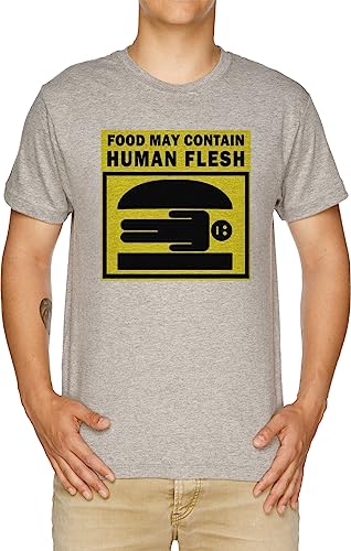 Photo de Vendax Food May Contain Human Flesh T-Shirt Homme Gris