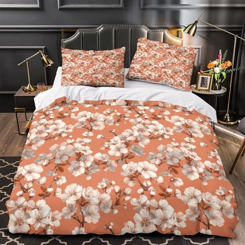 Linge de lit fleur de cerisier tissu haut de gamme toucher doux 3D