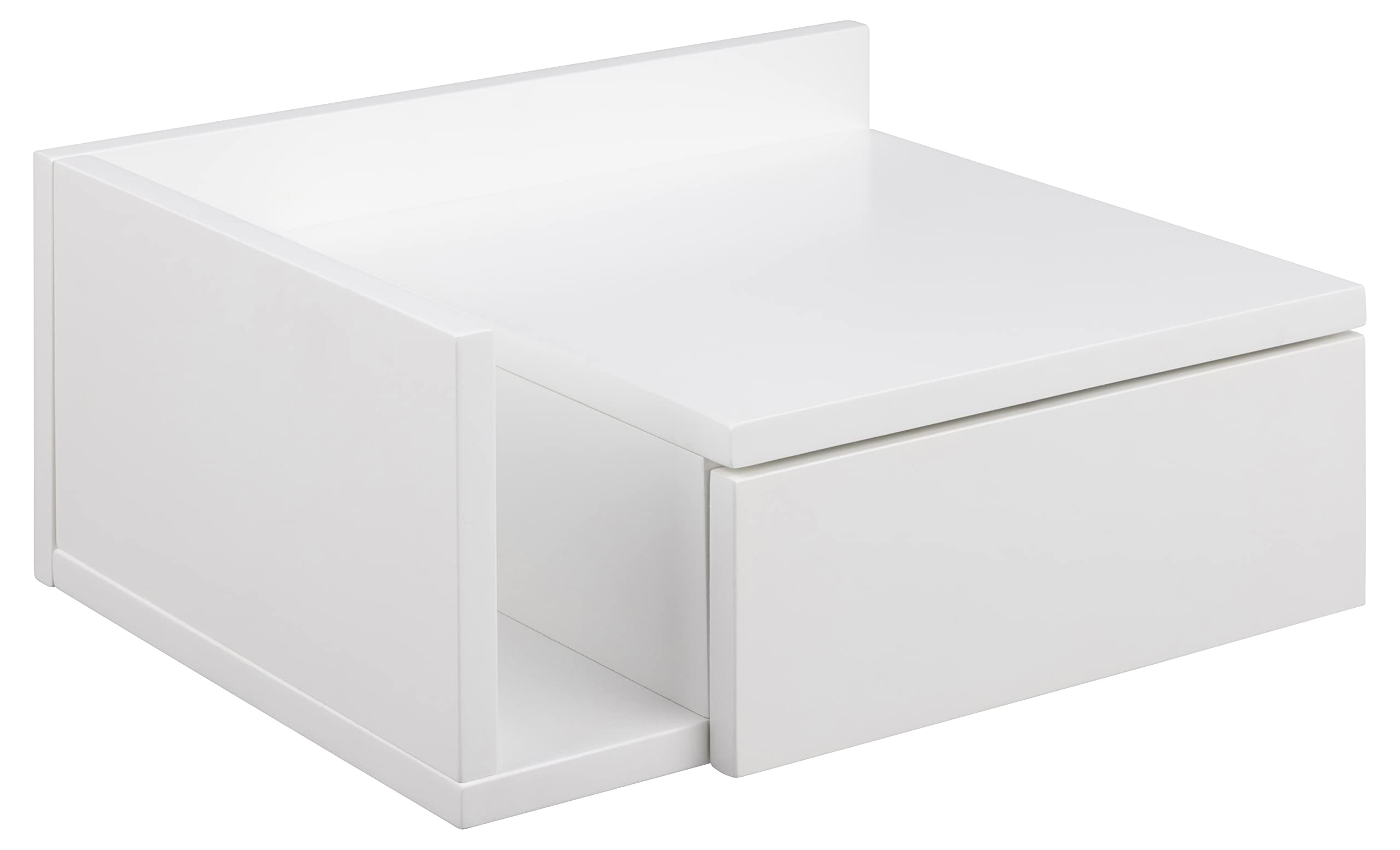 AC Design Furniture Fia-Mesita de Noche con cajón (1 Unidad, 40 x 16,5 x 32 cm), Color Blanco, Madera, H: 16,5 x B: 40 x T: 32 cm