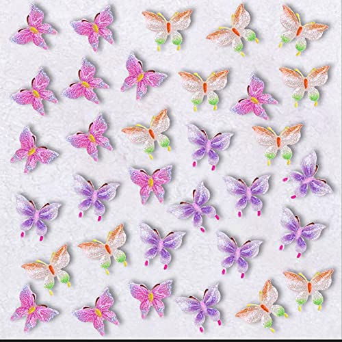 Koliyn 60 Pcs 3D Butterfly Nail Charms For Acrylic Nails,Glow In The Dark Butterfly Nail Art Charms Mixed Color Resin Butterfly Charms For Nails Butterflies Nail Rhinestones Nail Decor For Nail Art #TOP1