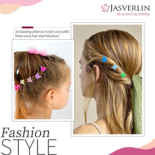 Jasverlin Butterfly Hair Clips, Assorted Color Plastic Mini Cute Hair Clip For 90S Girls Women Kids Butterflies Y2K Festival Accessories 50Pcs 10 Colors With Organizer (Solid Color) #TOP4