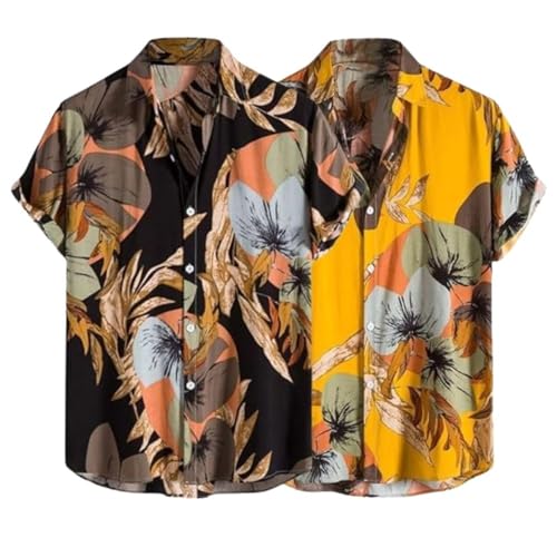 Image of Leriya Fashion Men's Rayon Regular Fit Casual Shirt | Stylish | Printed| Formal|Solid Short Sleeve | Trendy | Summer-Button Down (Available in Plus Size)
