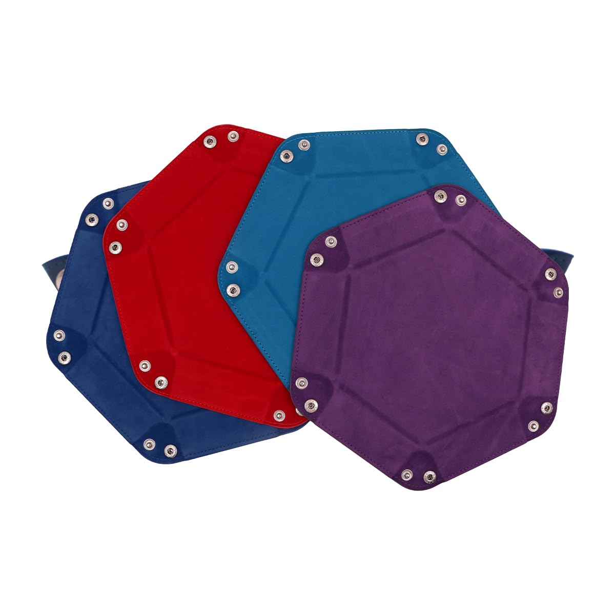 4 PCS Vassoio per Dadi Porta Rotolo di Dadi Esagonale Pieghevole Vassoi per Dadi in Pelle PU per Giochi di Ruolo da Tavolo Accessori per Giochi da Tavolo