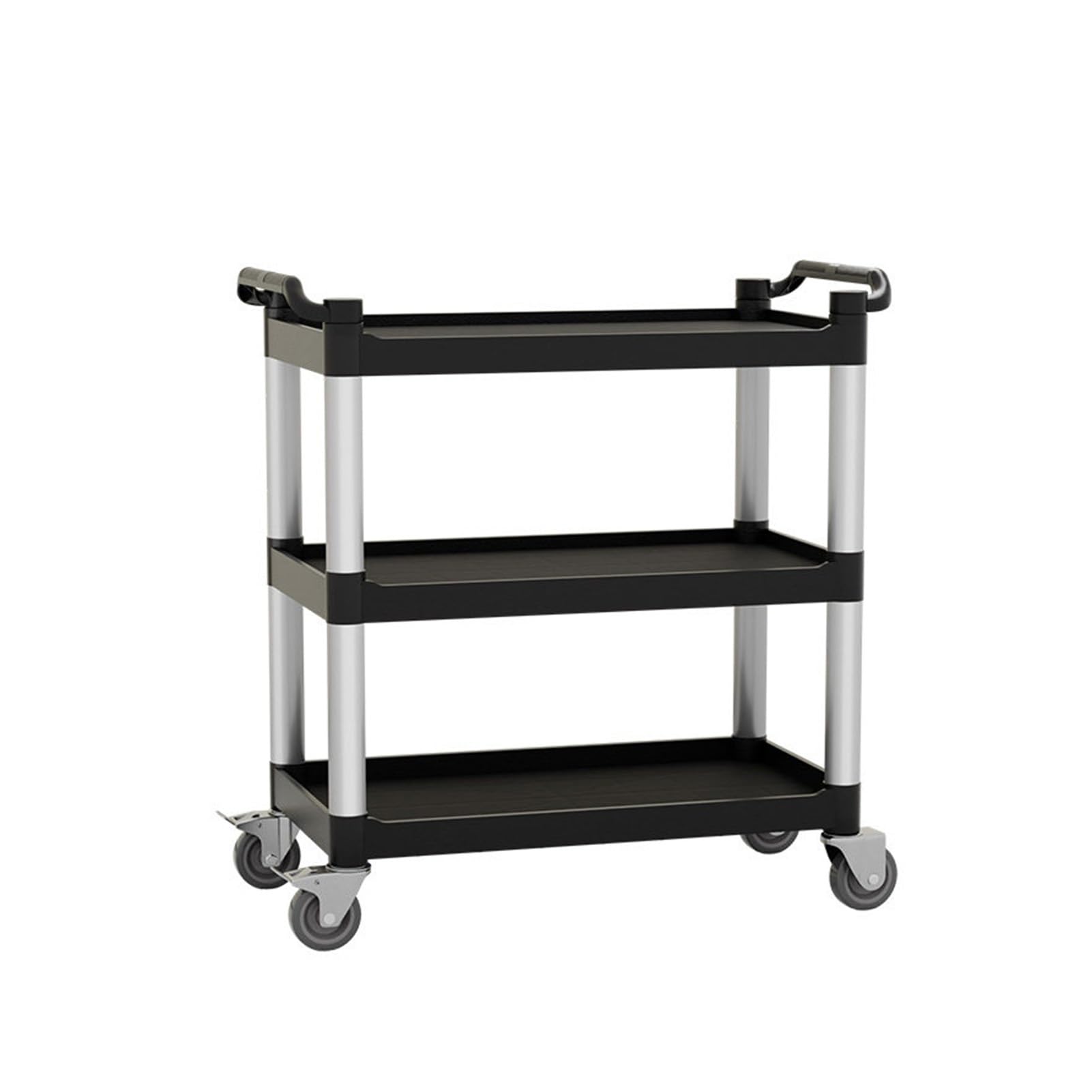 Restaurant Trolley With Lockable Silent Wheels, 550 Lbs Capacity, Suitable For Restaurants, Offices, Garages(Black,Medium)
