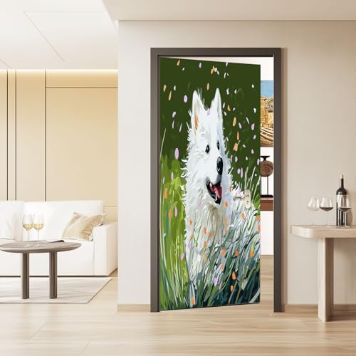 Stickers de porte Samoyède 90x200 cm lavable pour rénover - 6