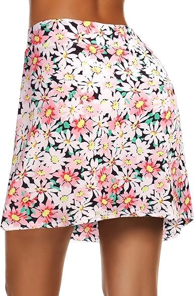 Image of Nora Nico Women's & Girls High Rise Flared Skorts Stretchy Opaque Skater Skirts with Shorts with Side Pocket
