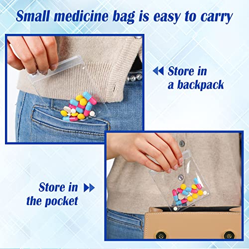 Image of Zonon 24 Pieces Pill Pouch Bags Zippered Reusable Pill Baggies Clear Plastic Bags Self Sealing Travel Medicine Organizer Storage with Slide Lock for Cod Liver Oil, and Small Items