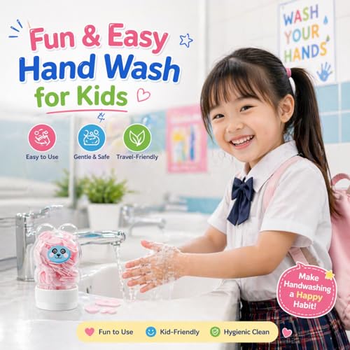 Image of Smizzy Cute Bear Shape Paper Soap Sheets Set (Pack of 4 Multicolor) | Portable Travel Hand Wash Soap Flakes Mini Soap Sheets for Pocket Purse & Indoor Outdoor Use